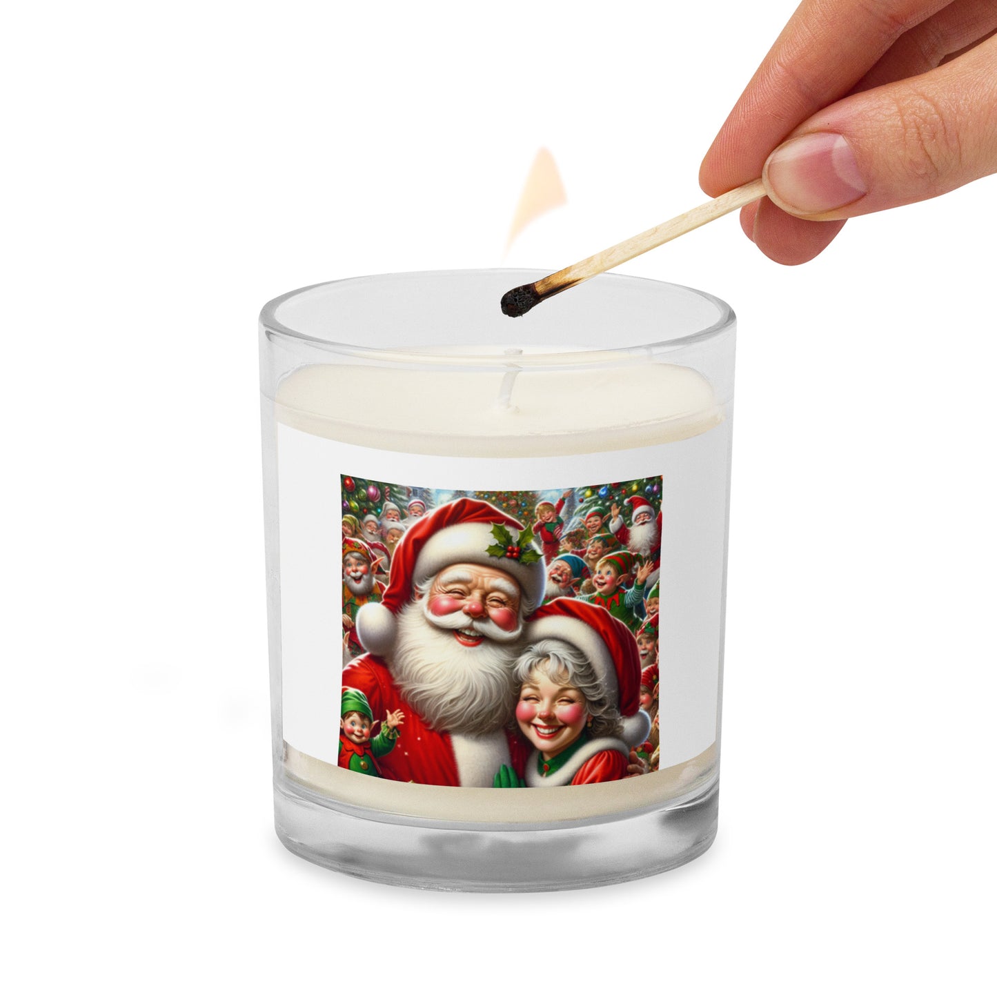 Love Joy Happy Mr And Mrs Claus Glass Jar Soy Wax Candle