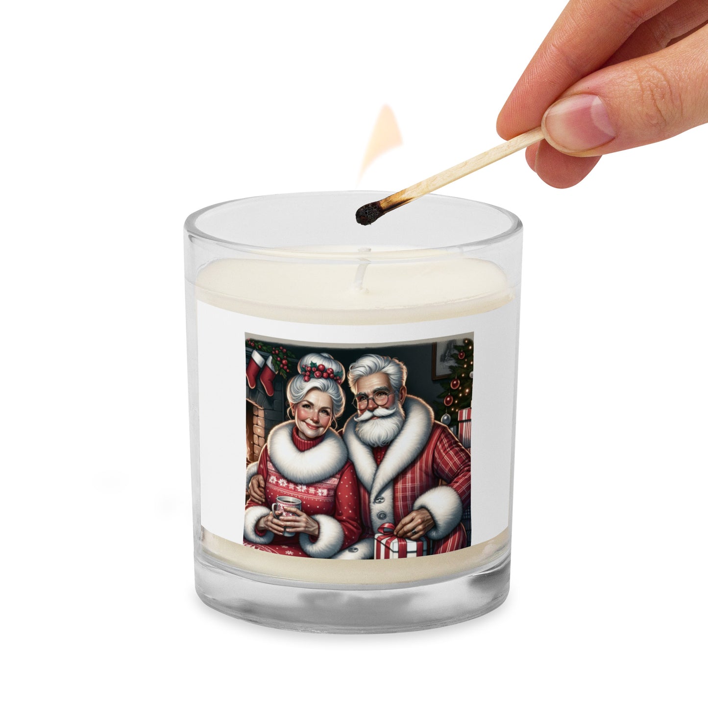 Love Joy Mr And Mrs Claus Glass Jar Soy Wax Candle