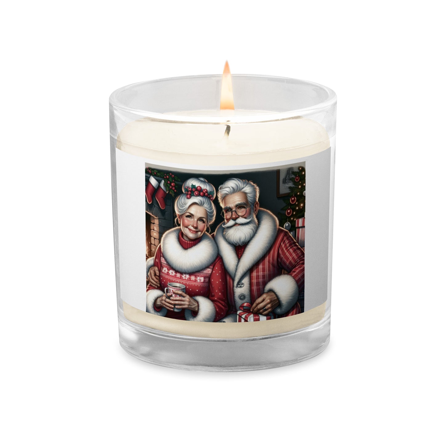 Love Joy Mr And Mrs Claus Glass Jar Soy Wax Candle