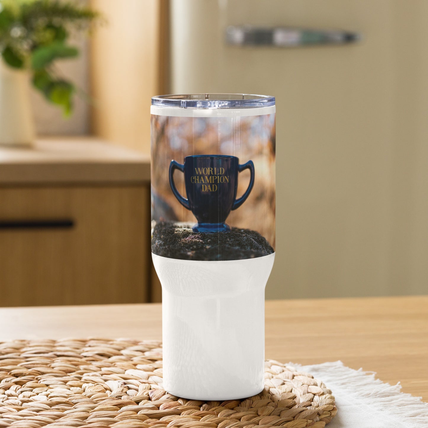 Love Joy World Champion Dad Travel Mug With A Handle
