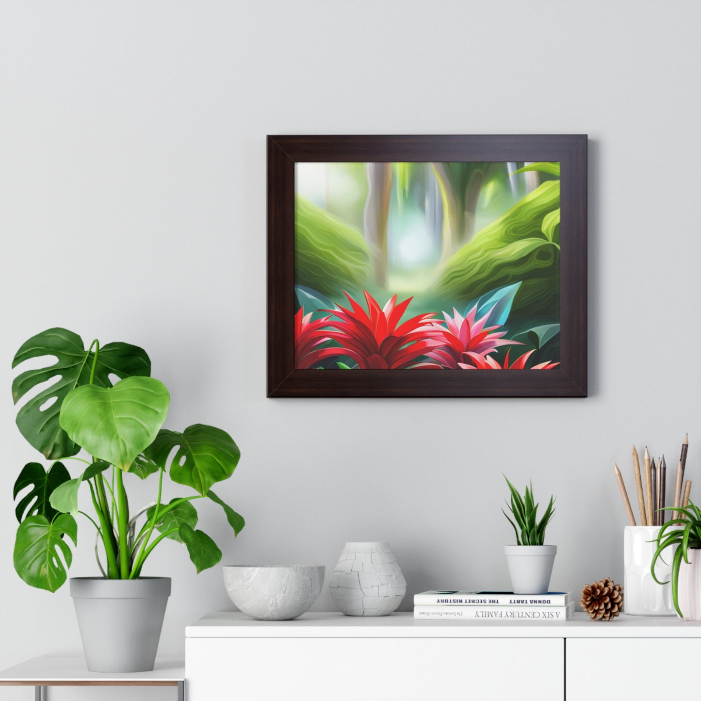 Love Joy Red Bromeliad Beauty Framed Horizontal Poster