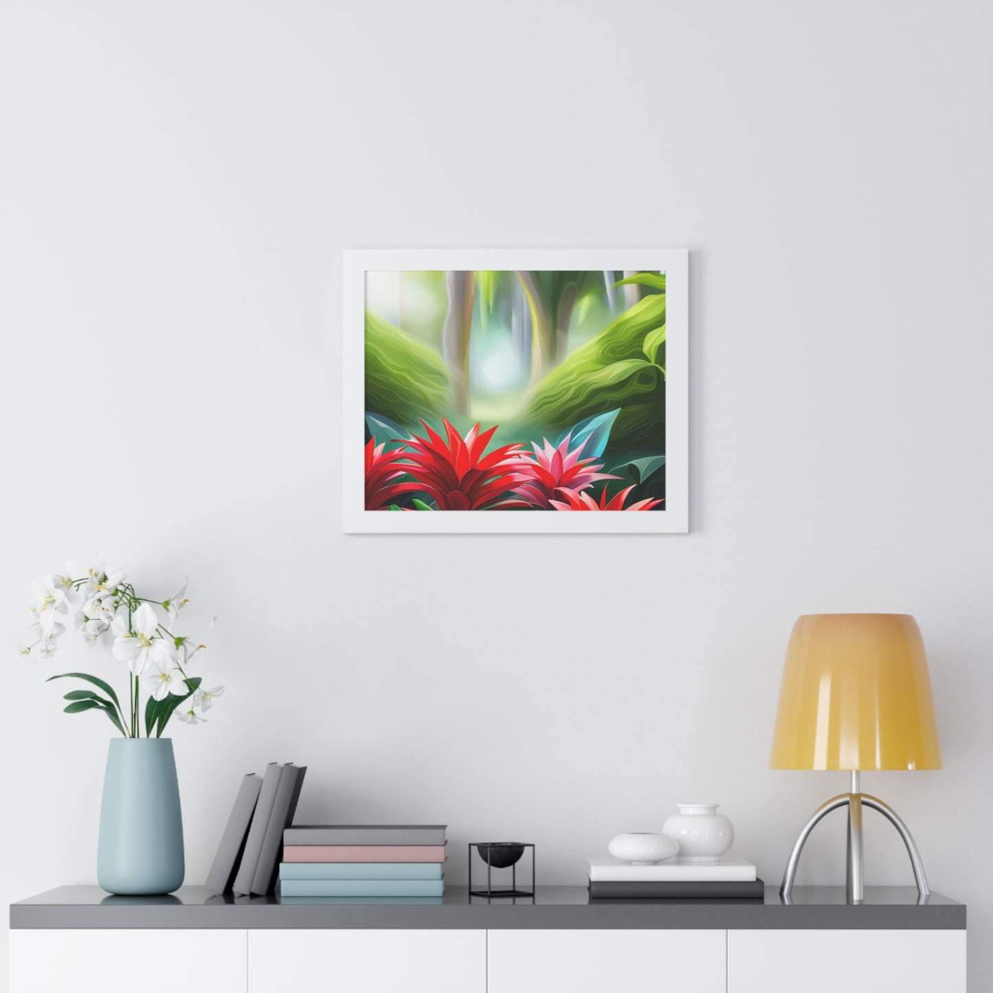 Love Joy Red Bromeliad Beauty Framed Horizontal Poster