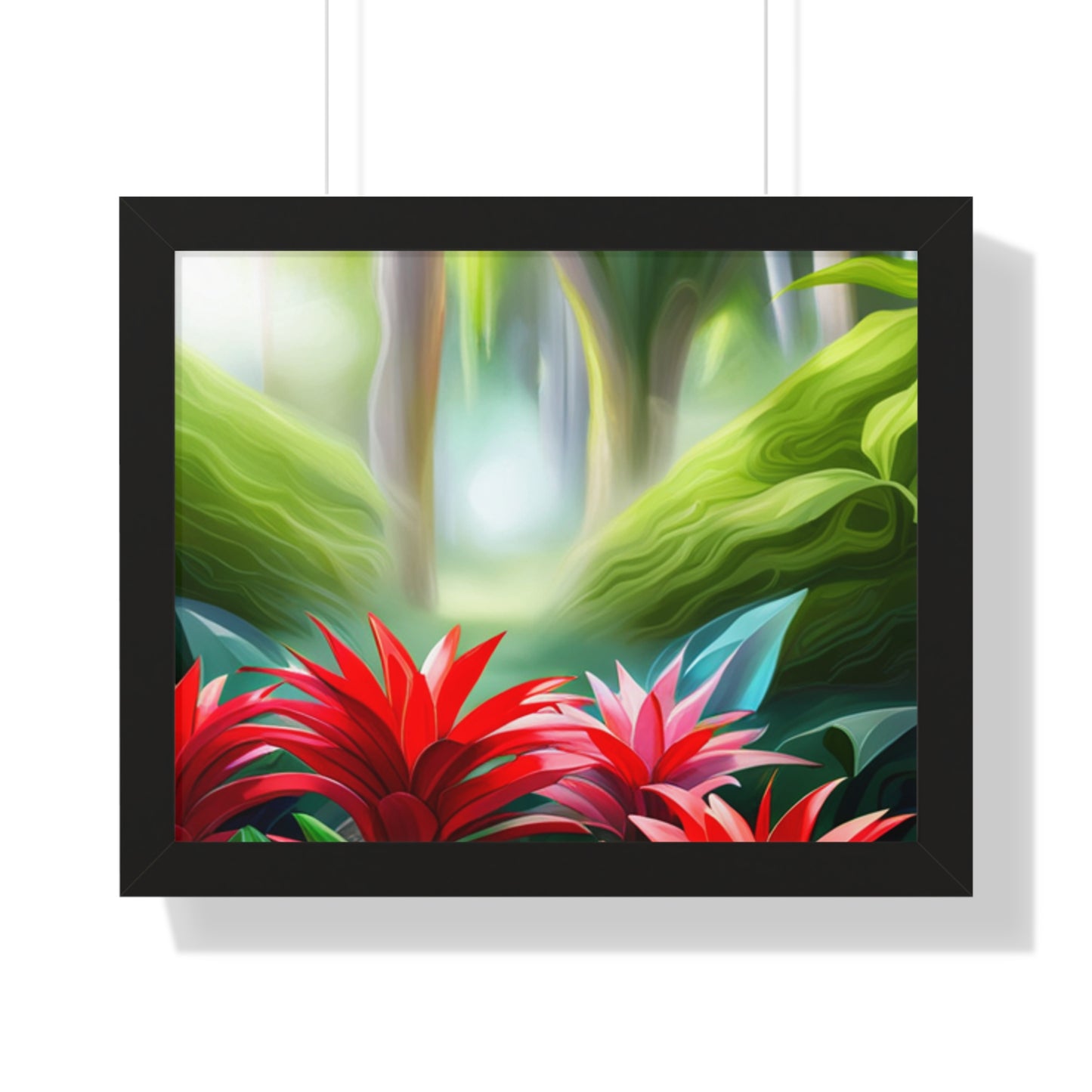 Love Joy Red Bromeliad Beauty Framed Horizontal Poster