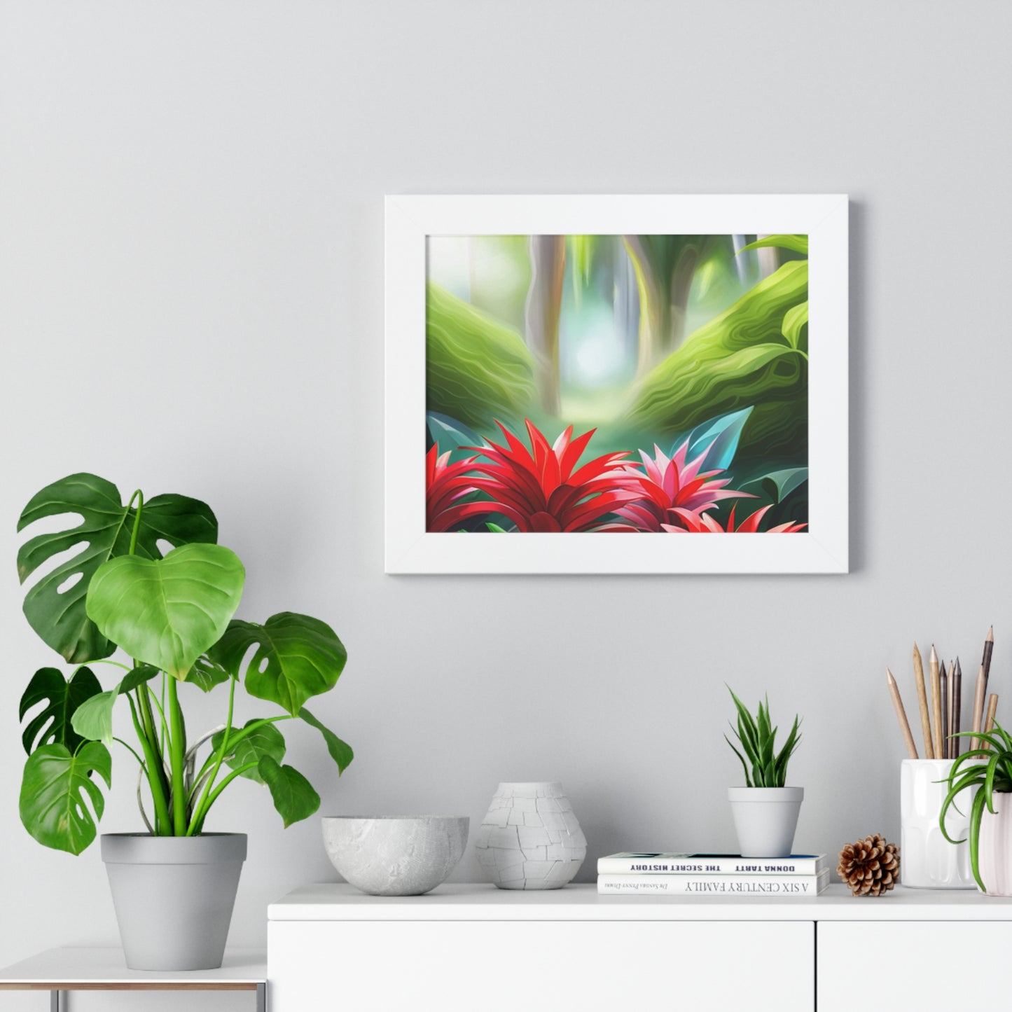 Love Joy Red Bromeliad Beauty Framed Horizontal Poster