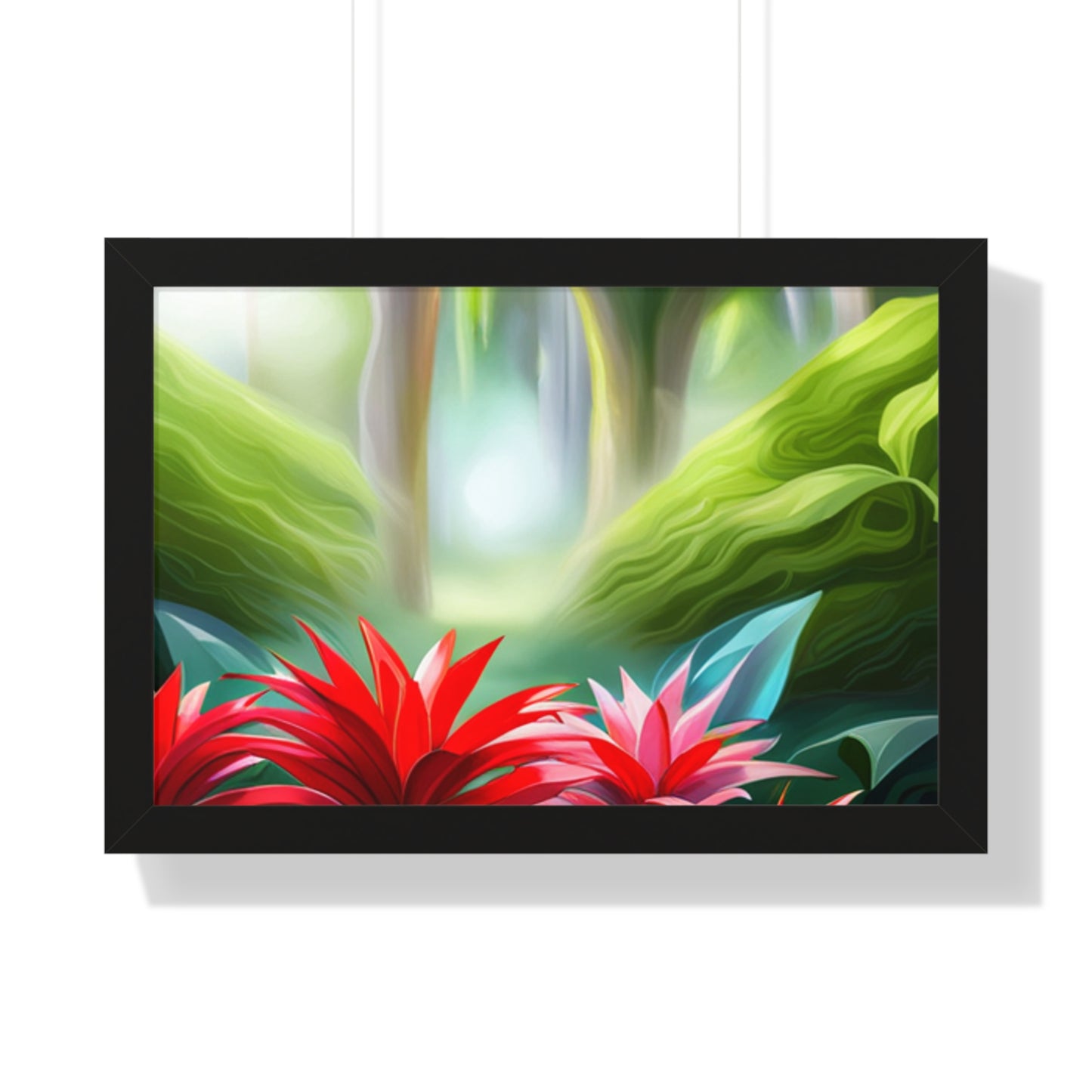 Love Joy Red Bromeliad Beauty Framed Horizontal Poster