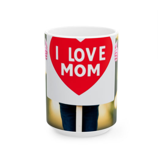 Love Joy Bestseller I Love Mom Ceramic Mug, (11oz, 15oz)
