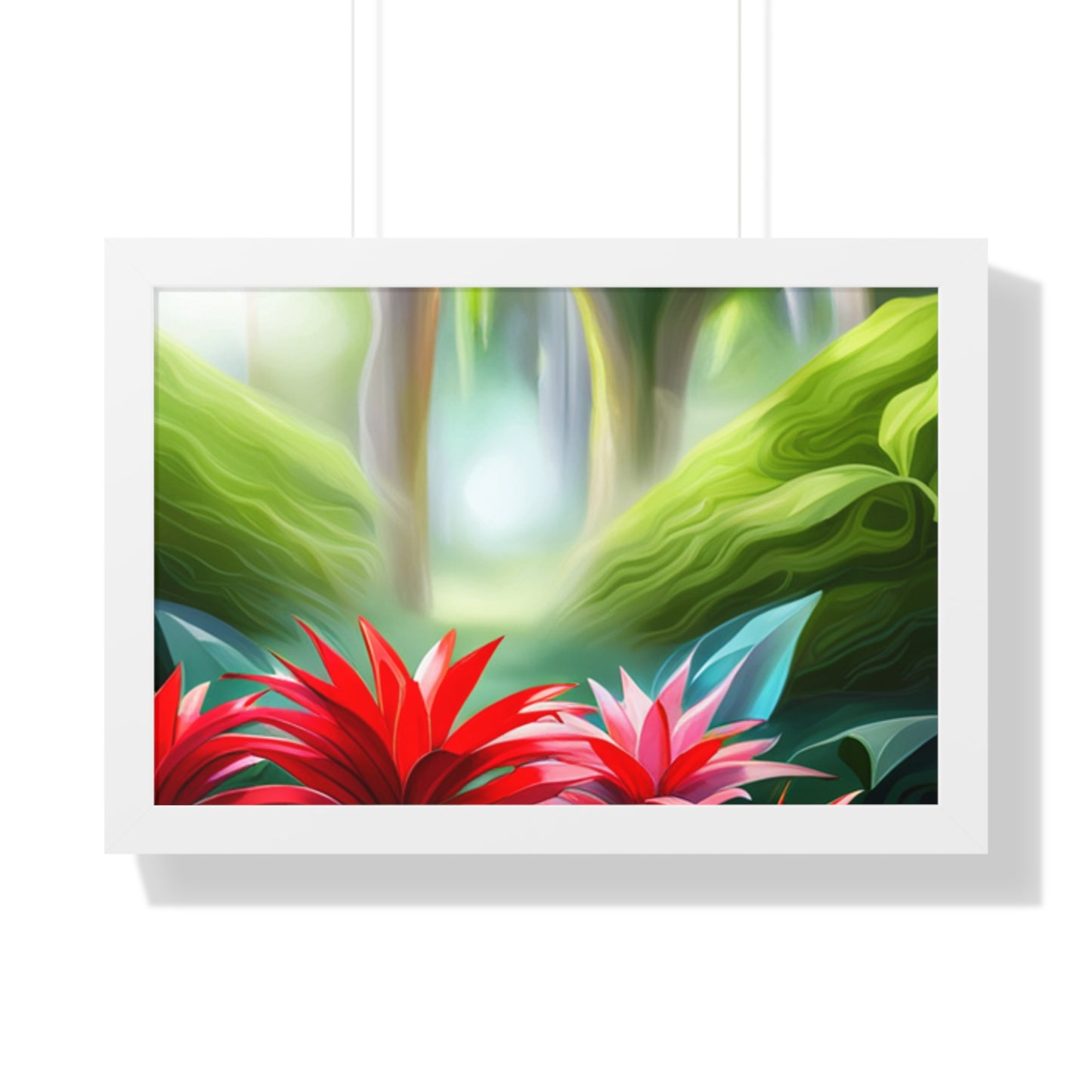 Love Joy Red Bromeliad Beauty Framed Horizontal Poster