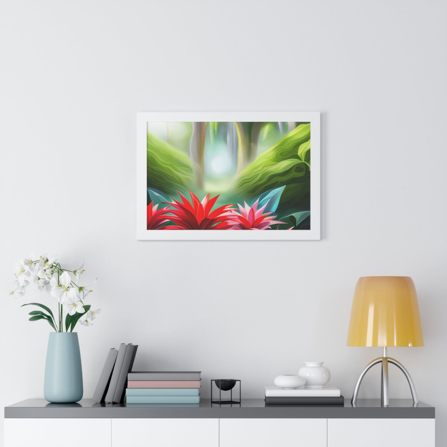 Love Joy Red Bromeliad Beauty Framed Horizontal Poster