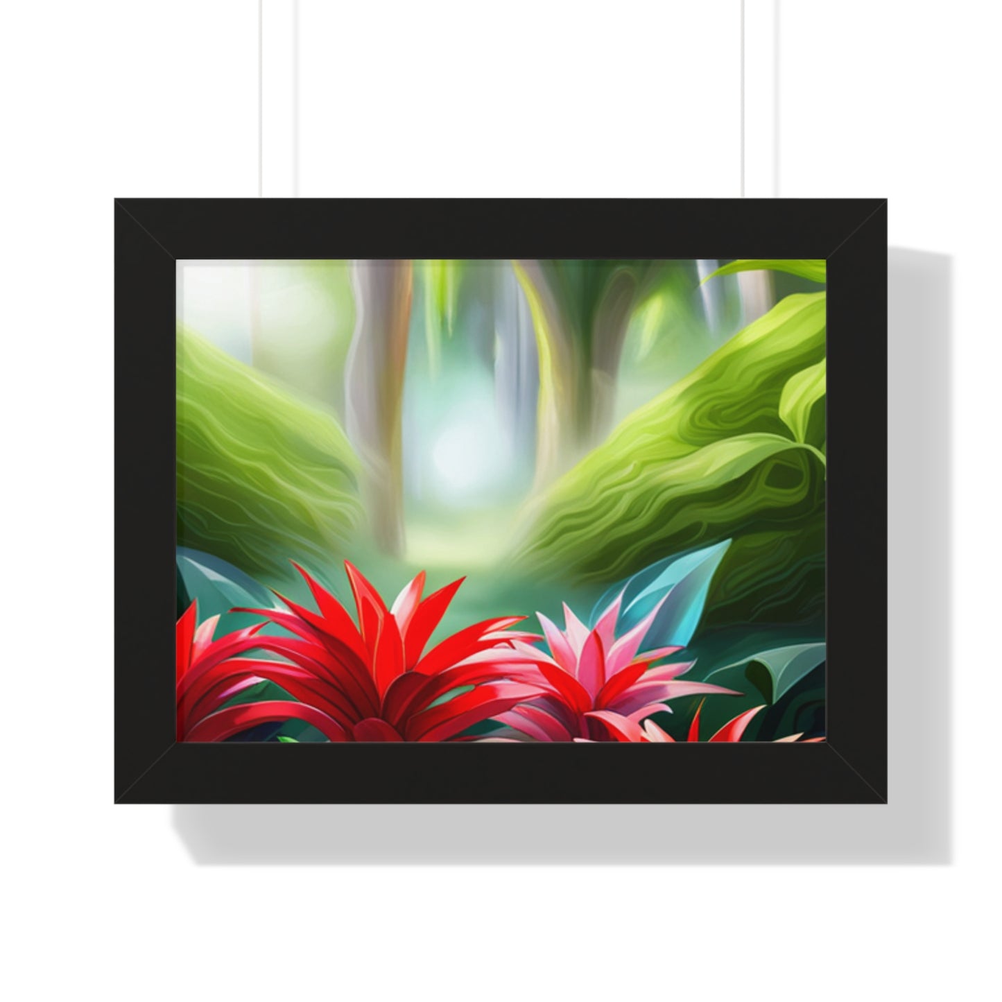 Love Joy Red Bromeliad Beauty Framed Horizontal Poster