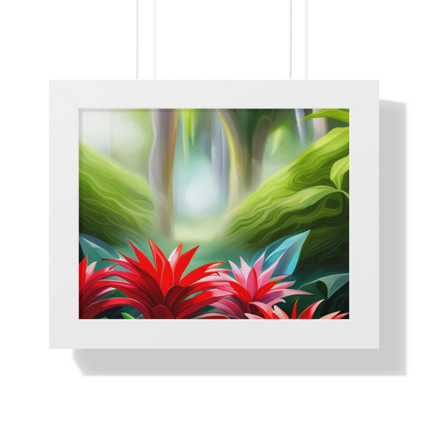 Love Joy Red Bromeliad Beauty Framed Horizontal Poster