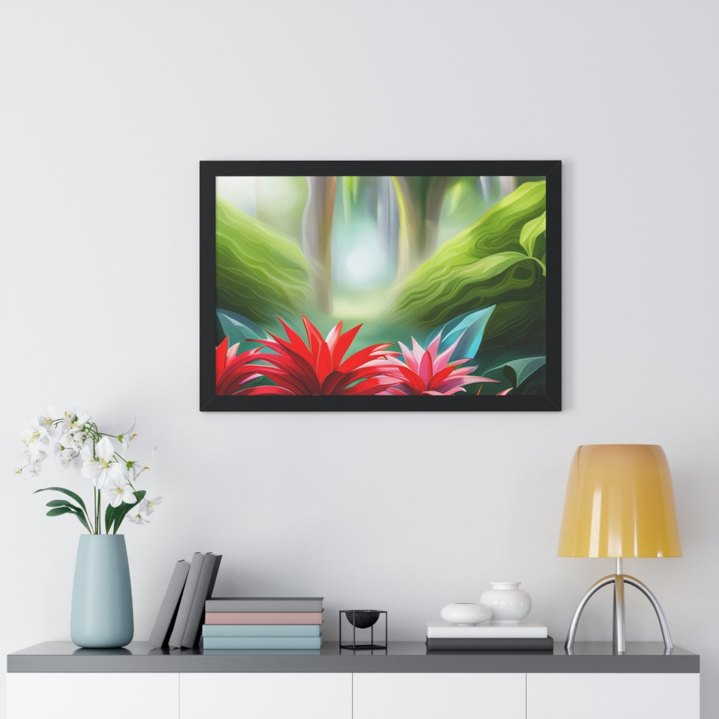 Love Joy Red Bromeliad Beauty Framed Horizontal Poster