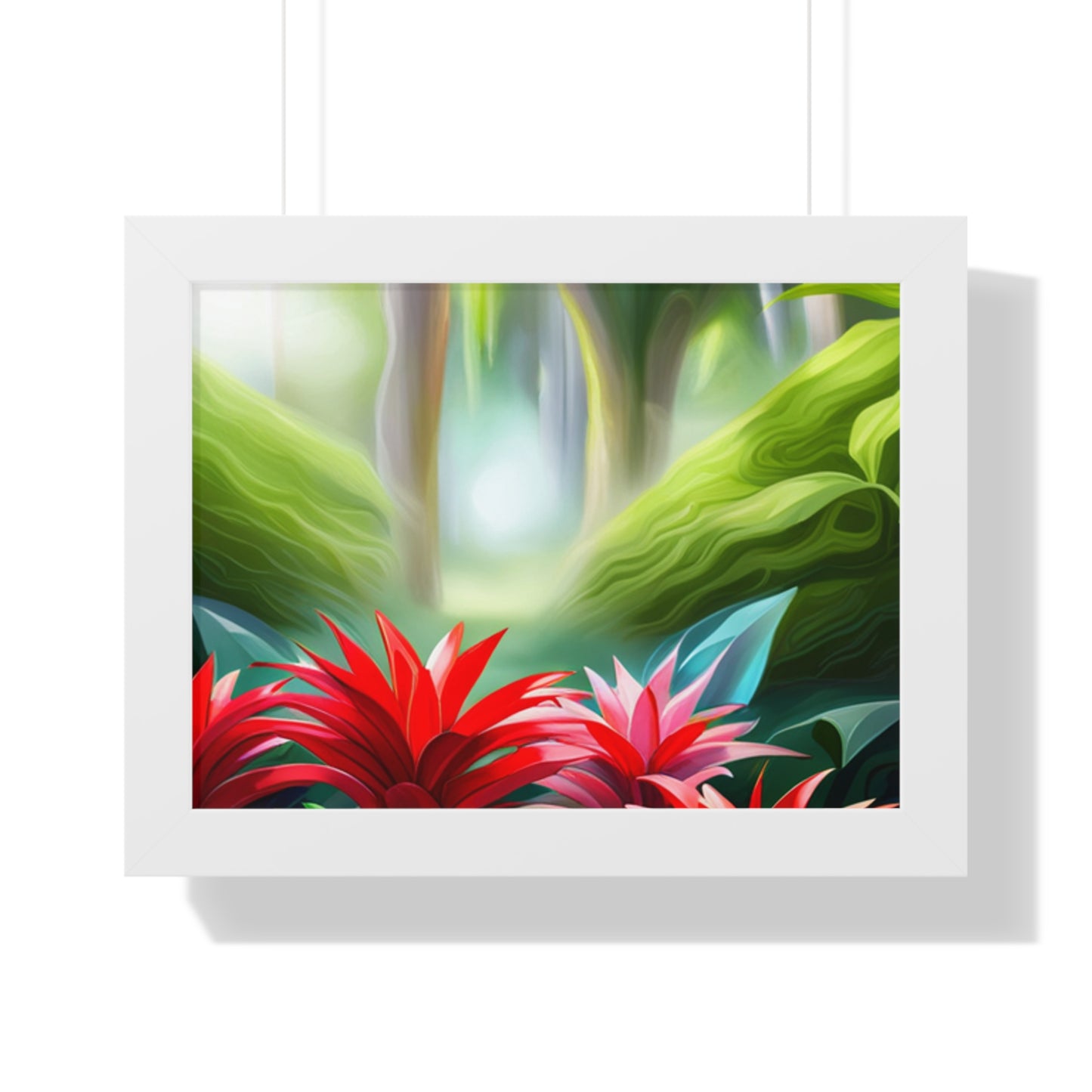 Love Joy Red Bromeliad Beauty Framed Horizontal Poster