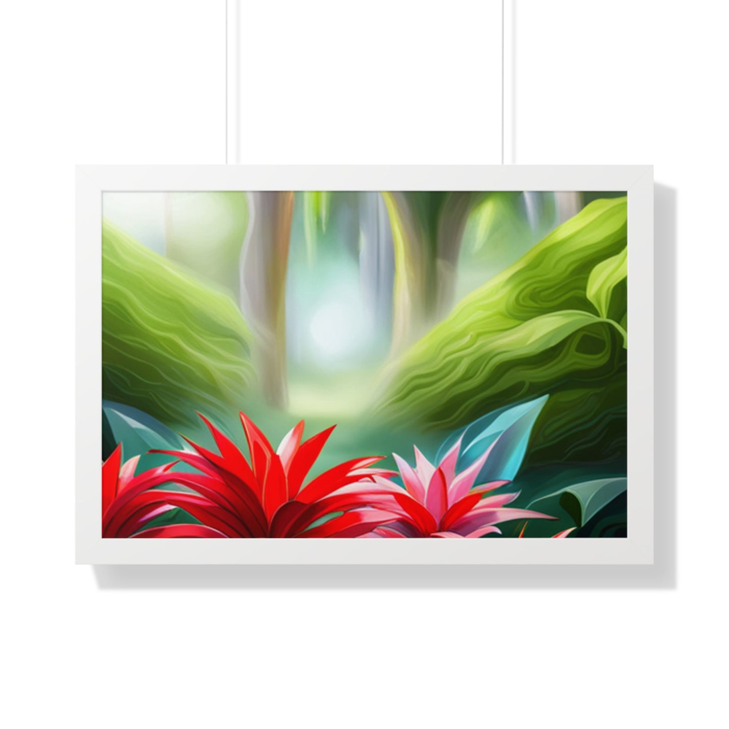 Love Joy Red Bromeliad Beauty Framed Horizontal Poster