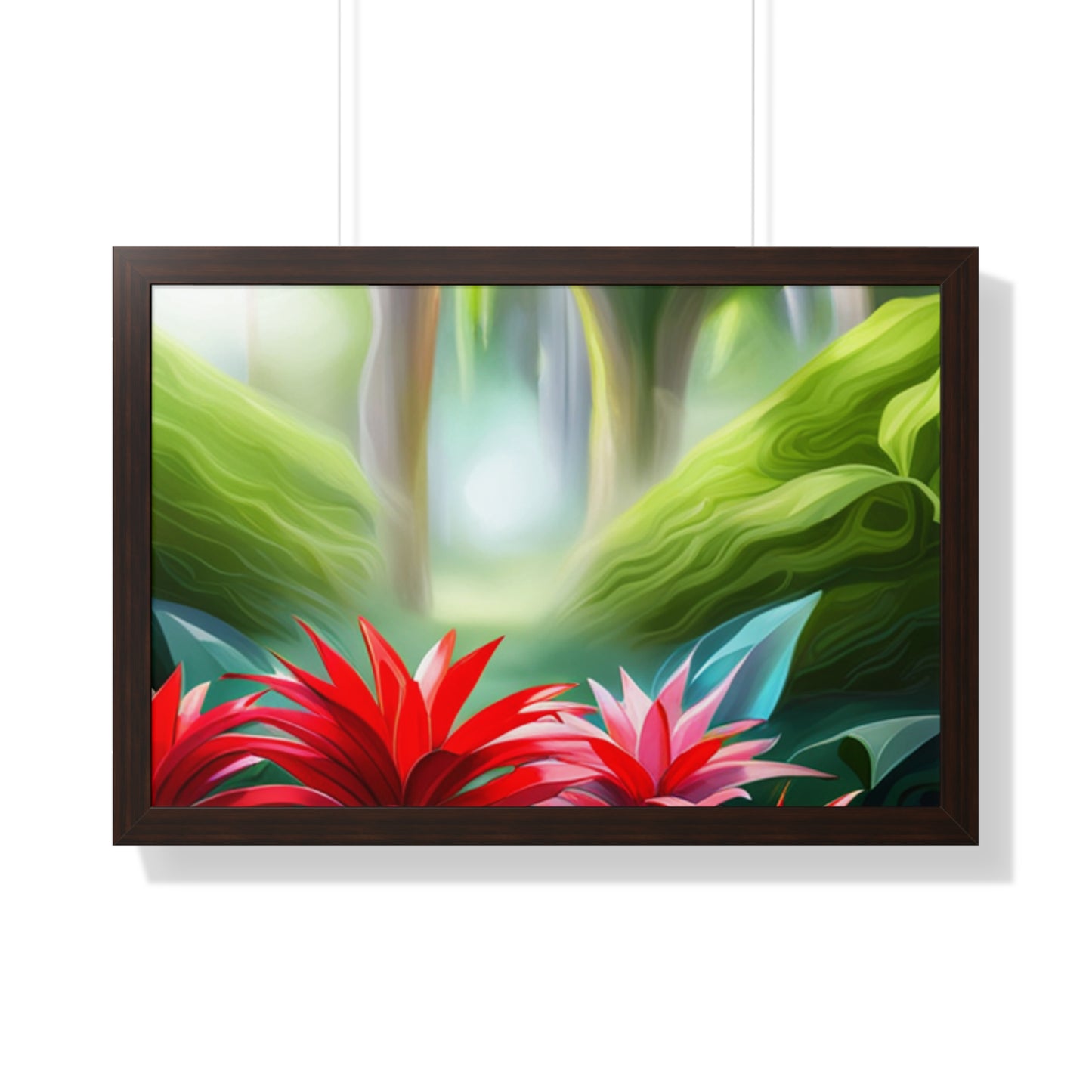 Love Joy Red Bromeliad Beauty Framed Horizontal Poster