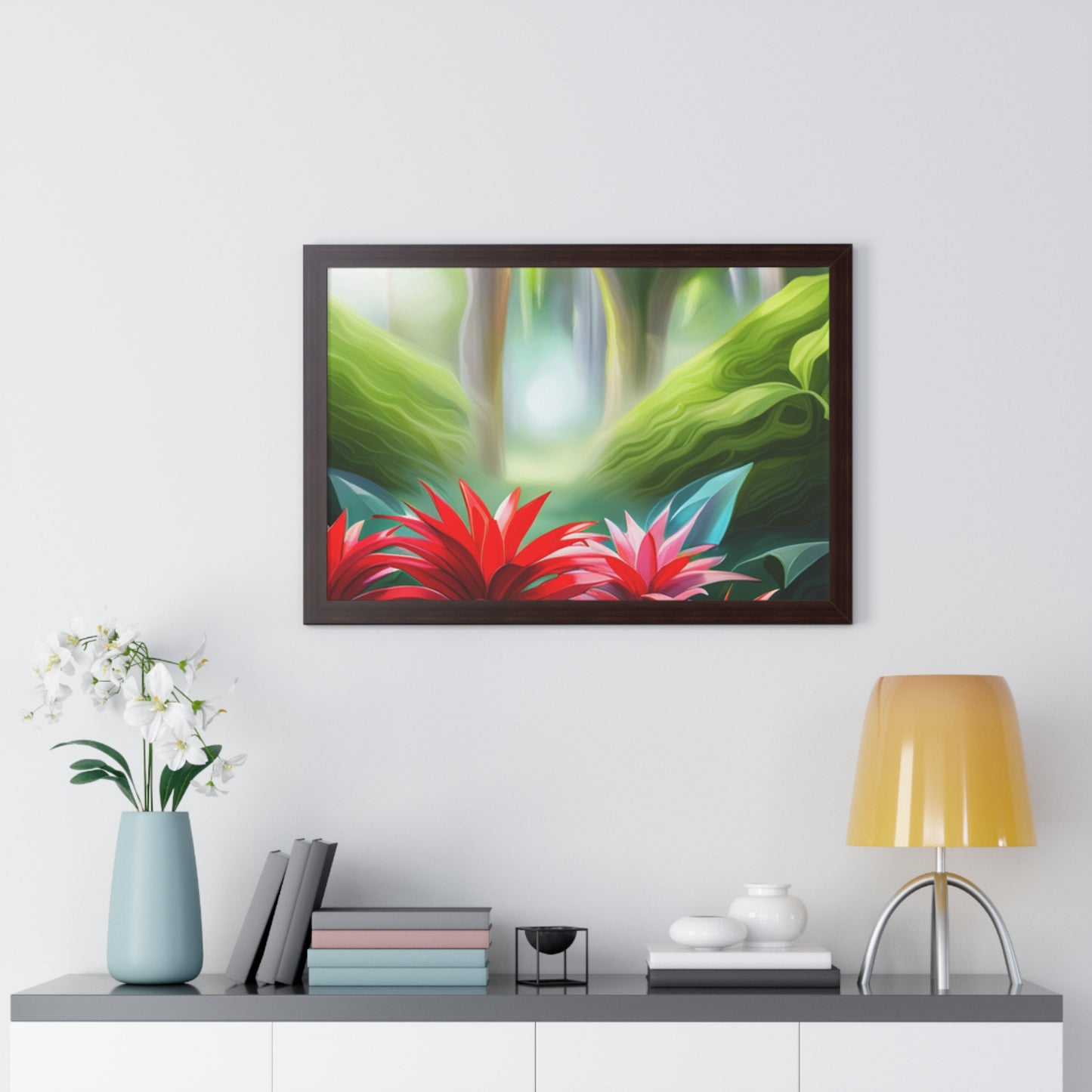 Love Joy Red Bromeliad Beauty Framed Horizontal Poster