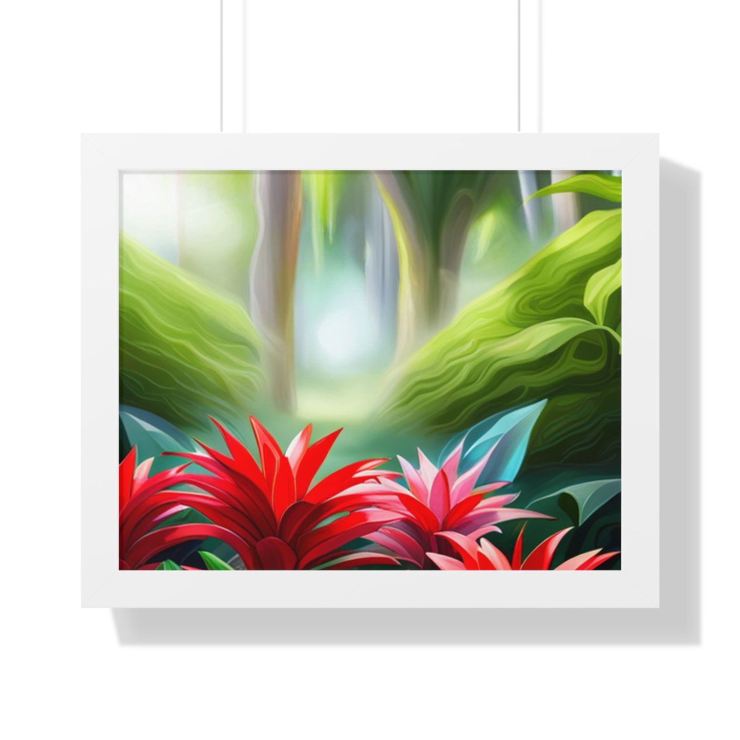 Love Joy Red Bromeliad Beauty Framed Horizontal Poster