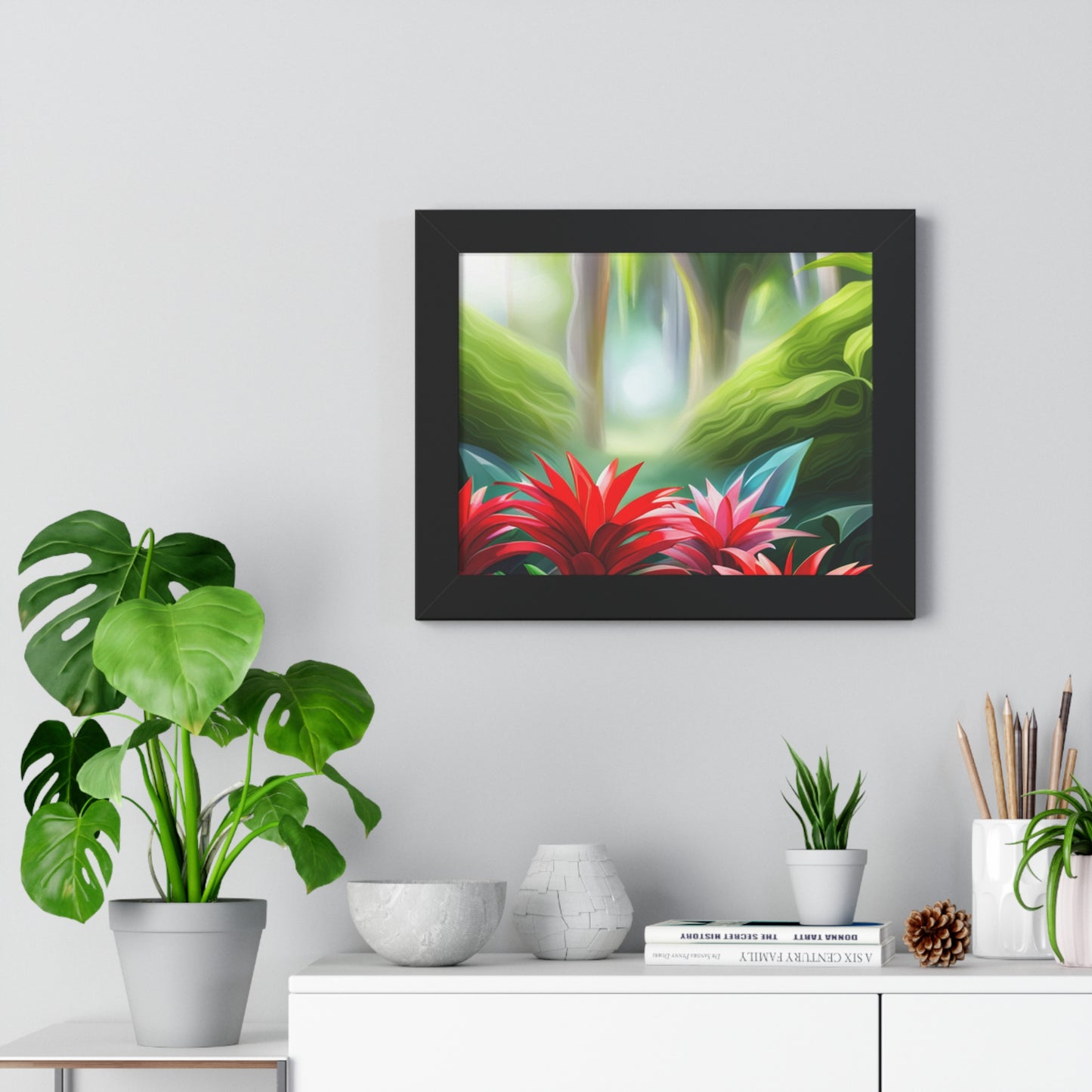 Love Joy Red Bromeliad Beauty Framed Horizontal Poster