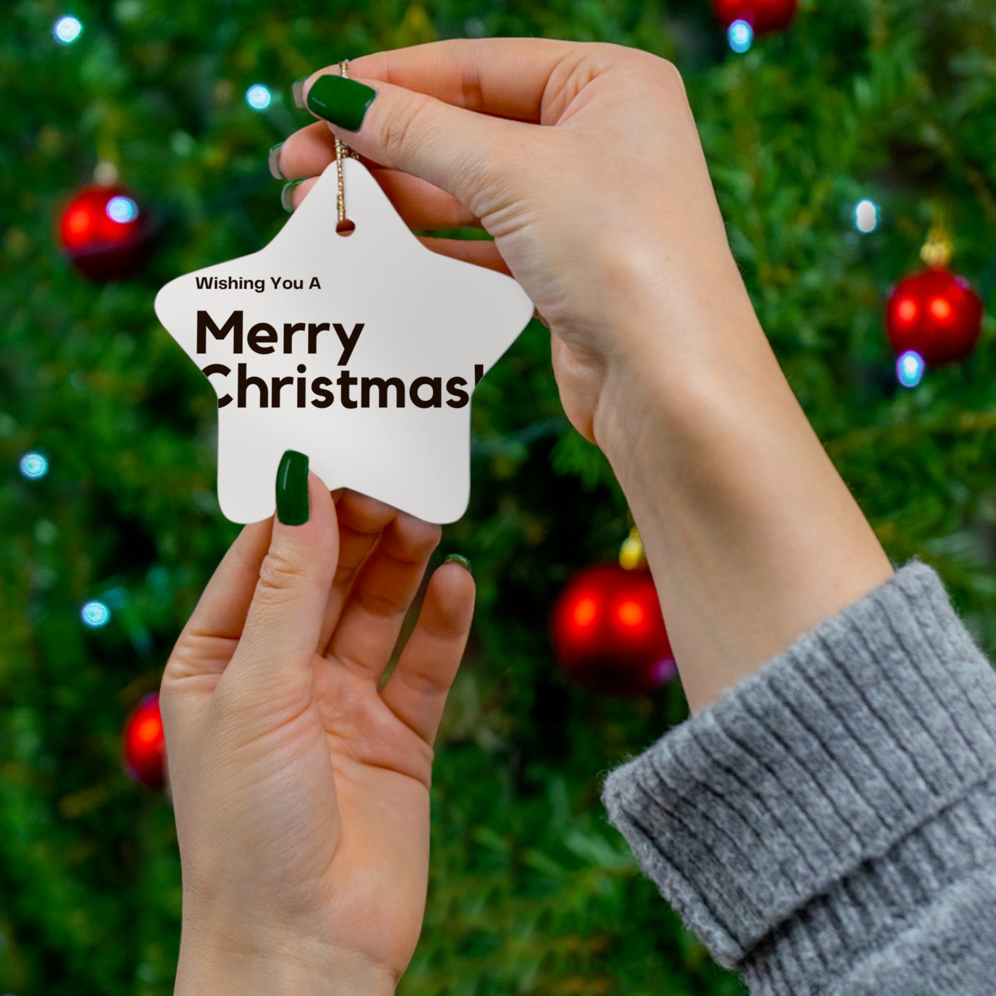 Love Joy Merry Christmas Ceramic Ornament, 4 Shapes