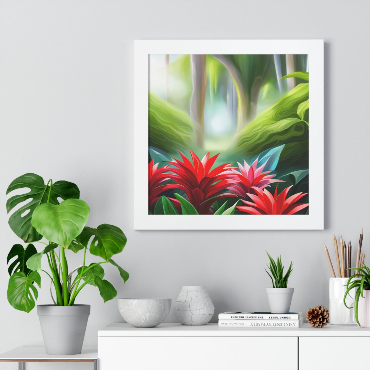 Love Joy Red Bromeliad Beauty Framed Horizontal Poster