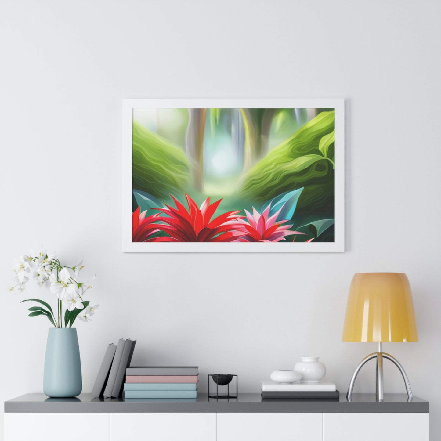 Love Joy Red Bromeliad Beauty Framed Horizontal Poster