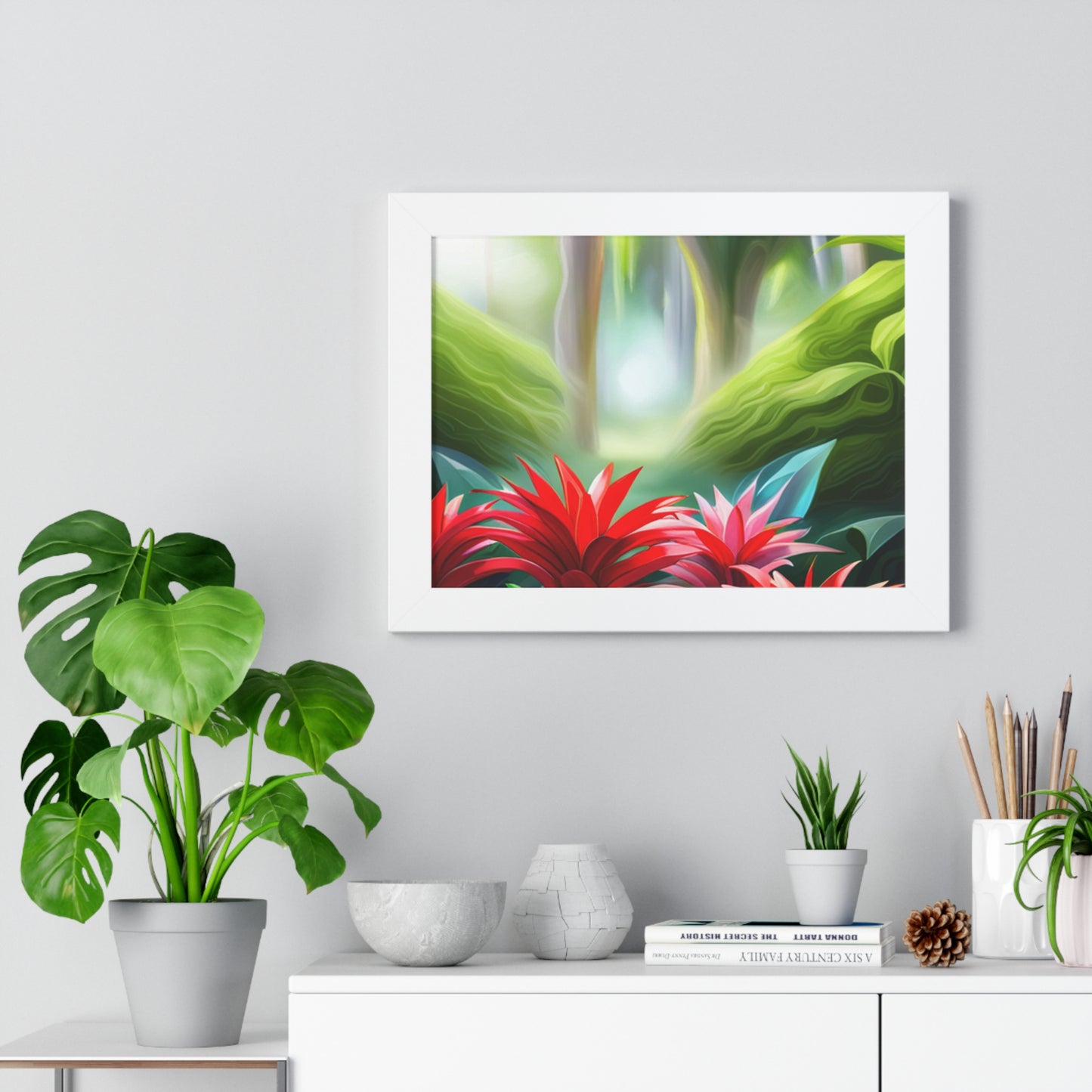 Love Joy Red Bromeliad Beauty Framed Horizontal Poster