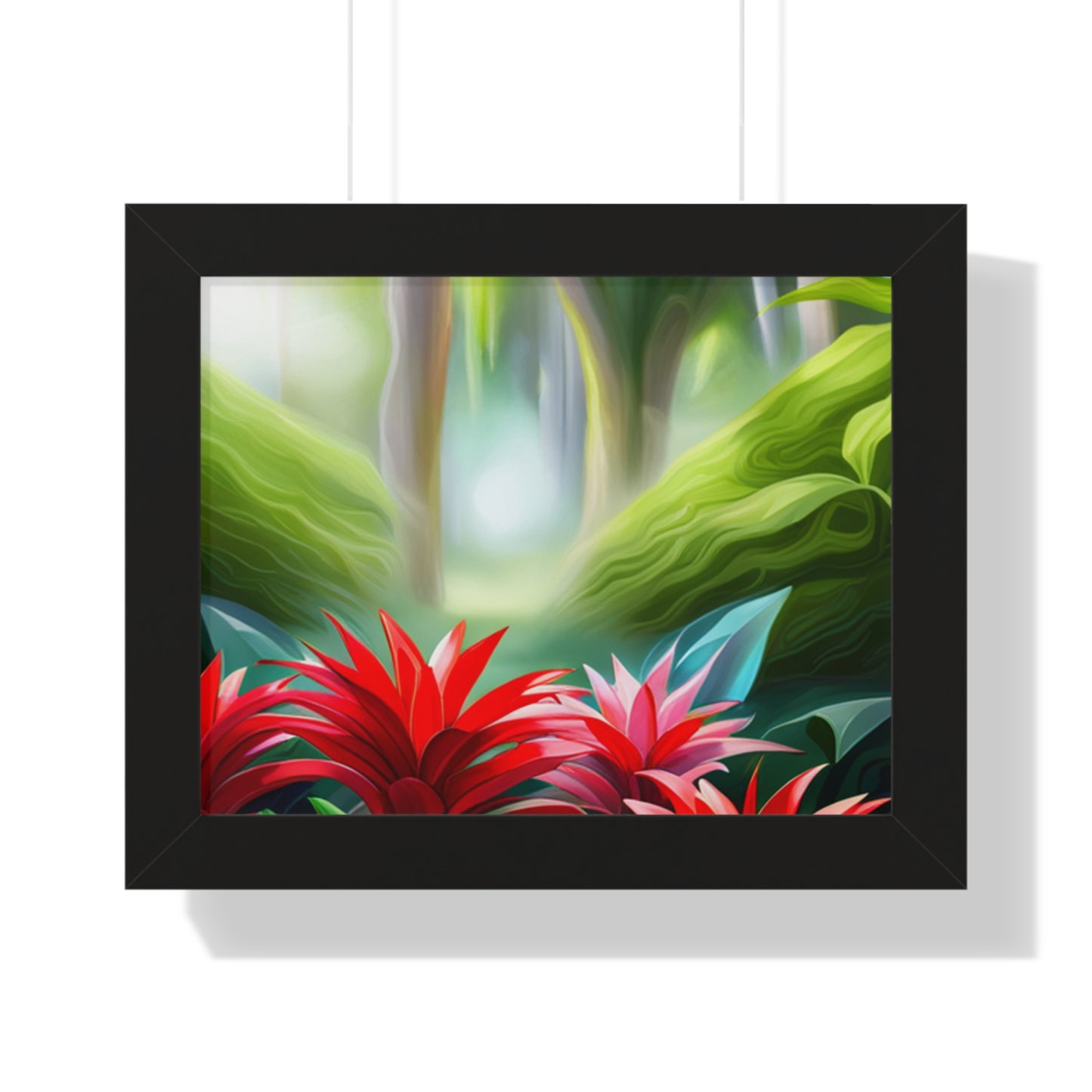 Love Joy Red Bromeliad Beauty Framed Horizontal Poster