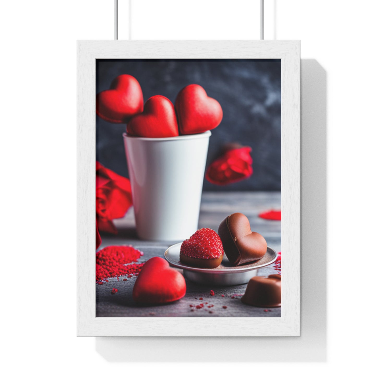 Love Joy Red Chocolate Hearts Framed Poster