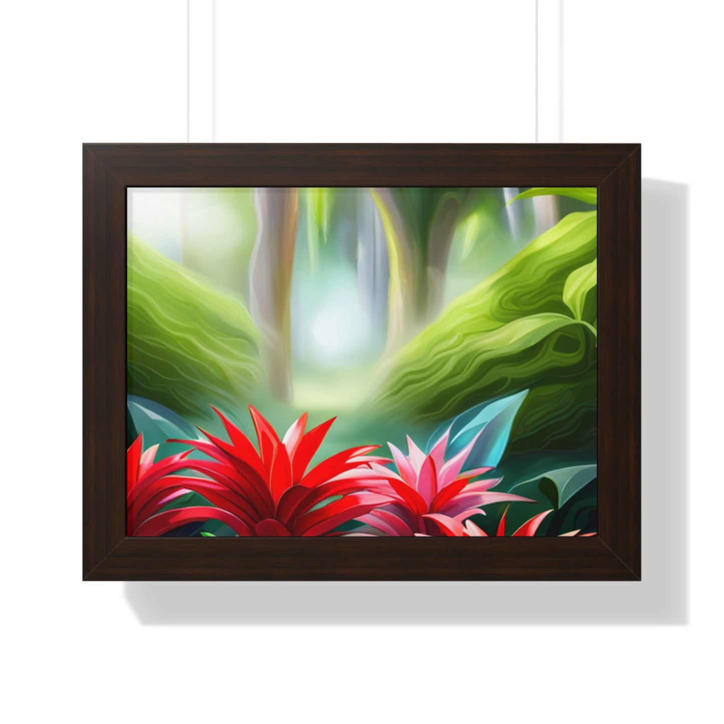 Love Joy Red Bromeliad Beauty Framed Horizontal Poster