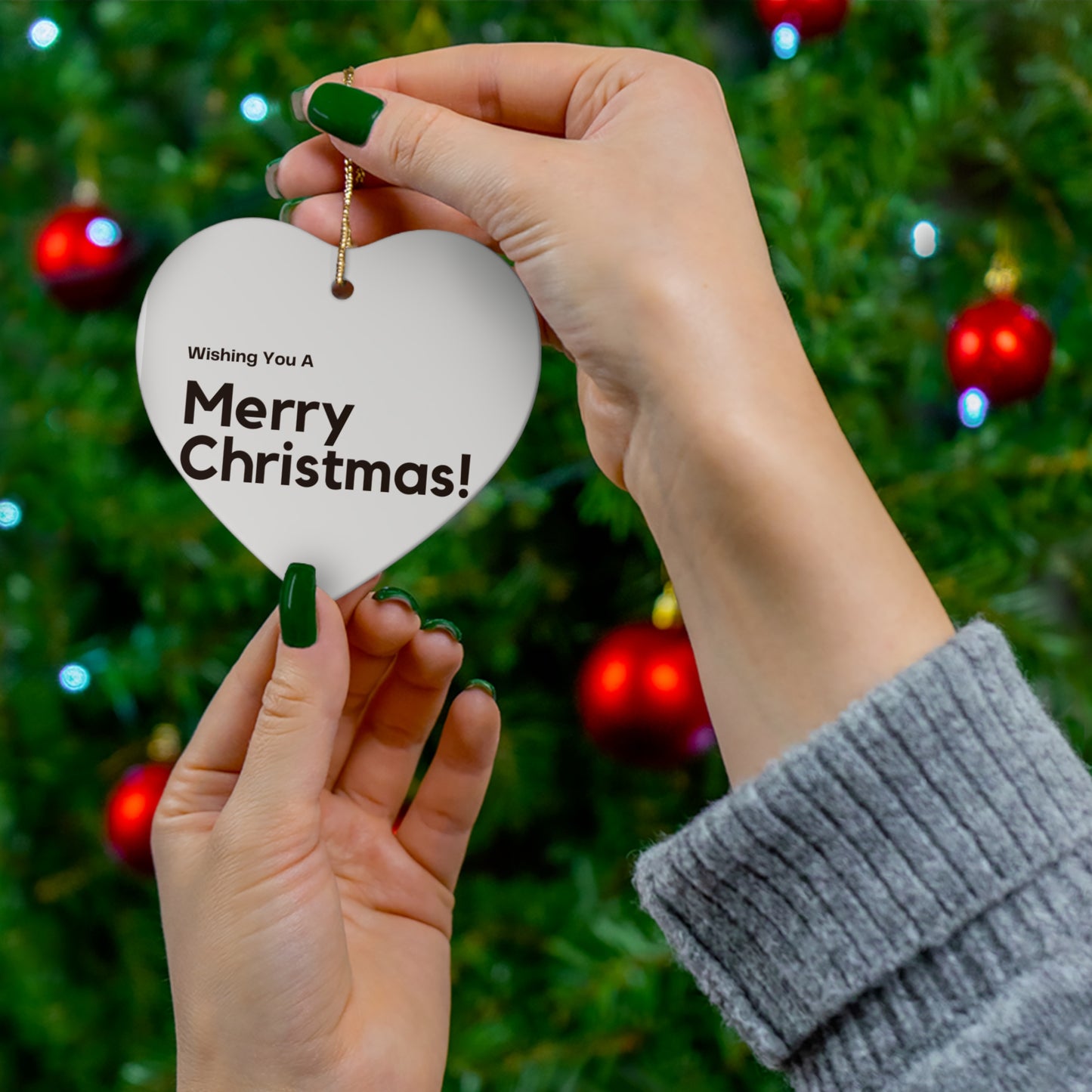 Love Joy Merry Christmas Ceramic Ornament, 4 Shapes
