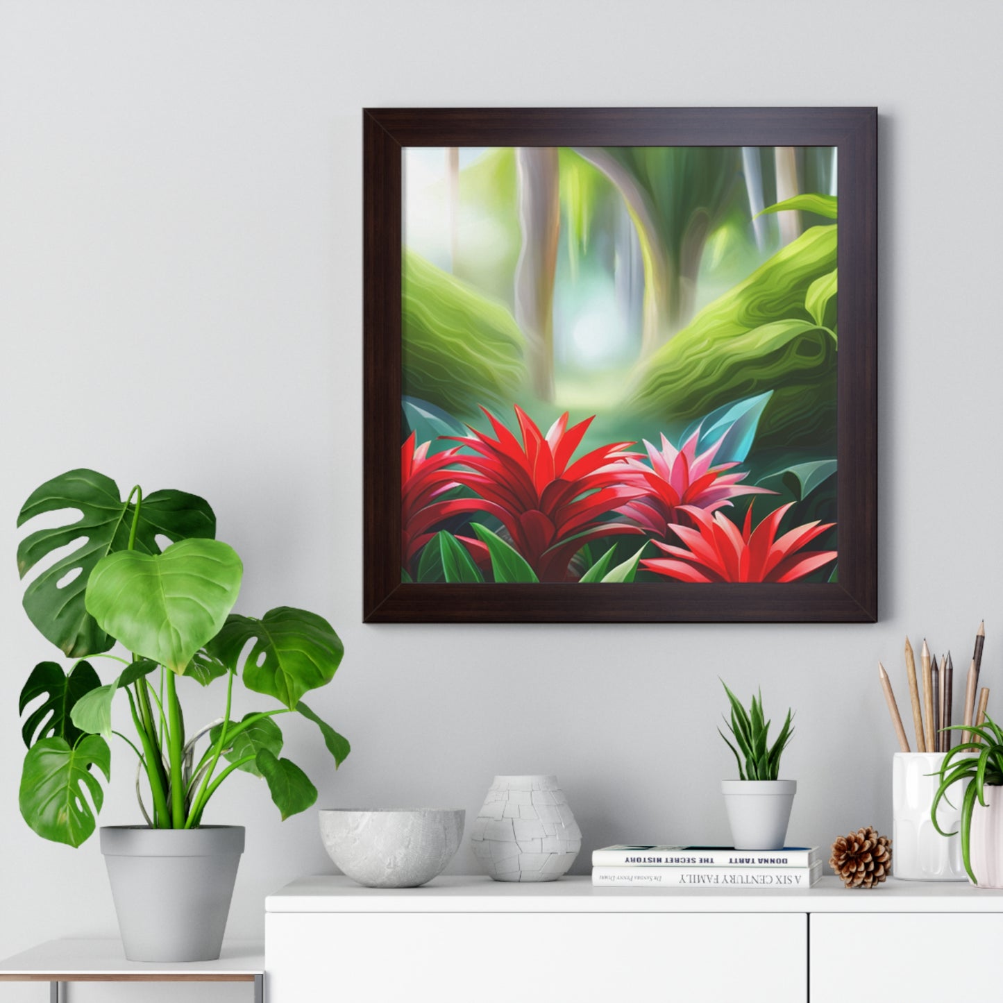 Love Joy Red Bromeliad Beauty Framed Horizontal Poster