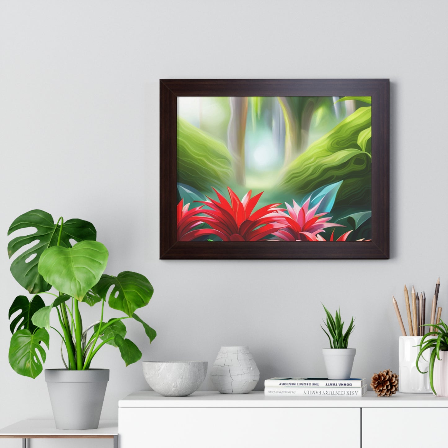 Love Joy Red Bromeliad Beauty Framed Horizontal Poster