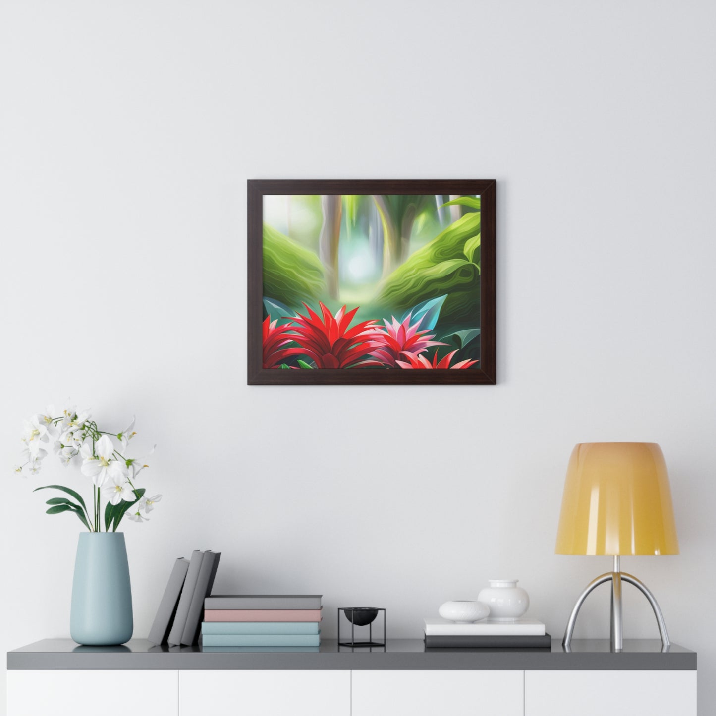 Love Joy Red Bromeliad Beauty Framed Horizontal Poster