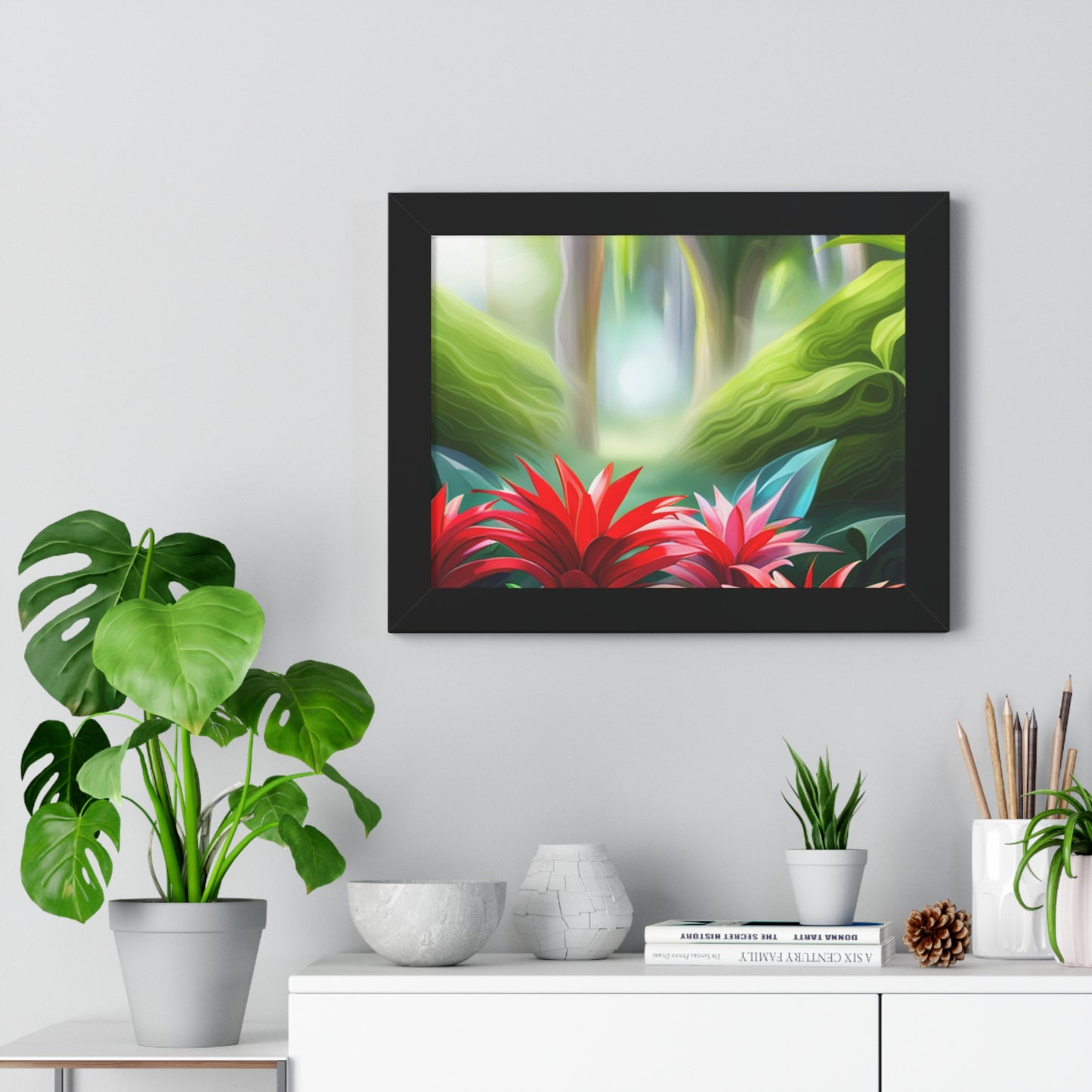 Love Joy Red Bromeliad Beauty Framed Horizontal Poster