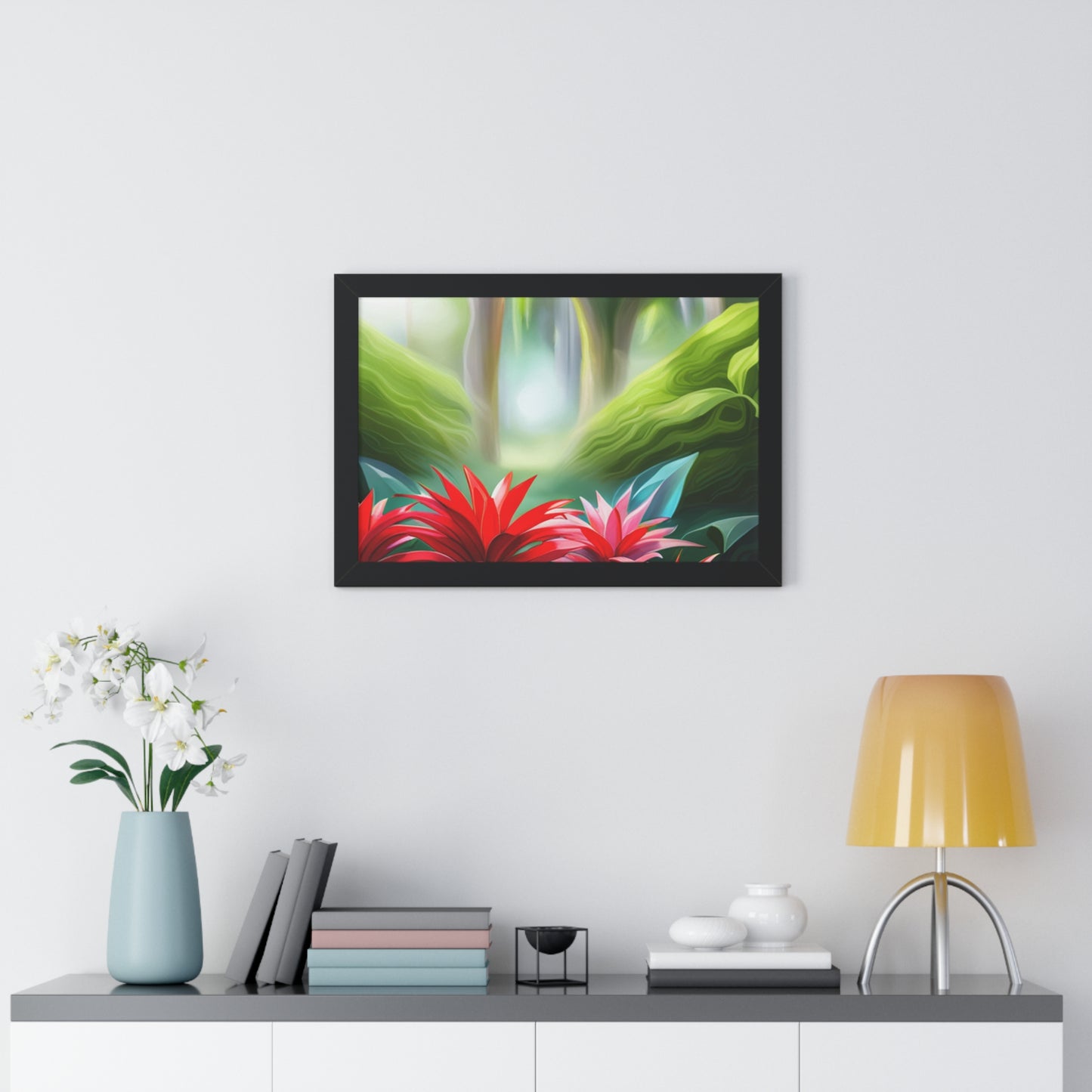 Love Joy Red Bromeliad Beauty Framed Horizontal Poster