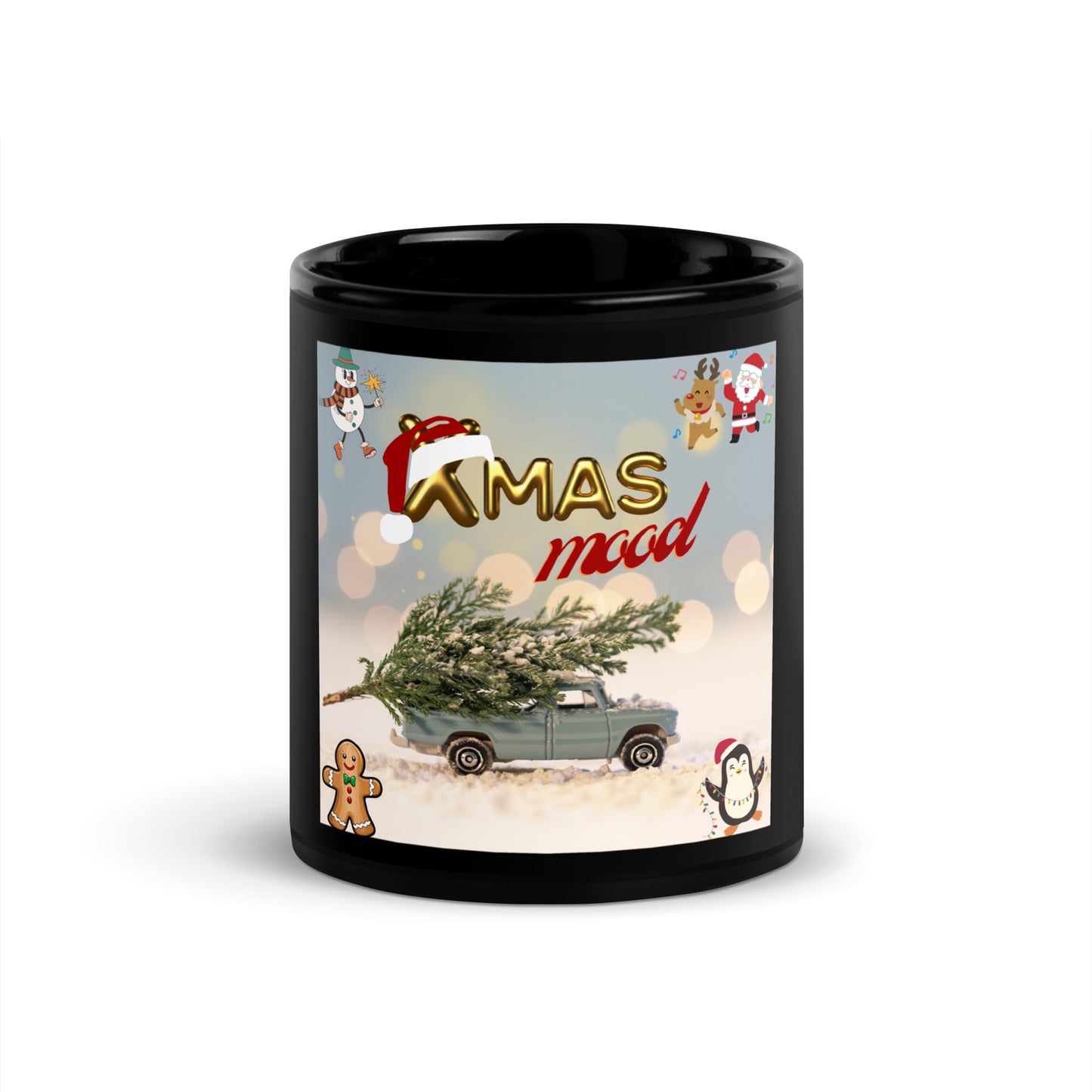 Love Joy Xmas Mood Black Glossy Mug
