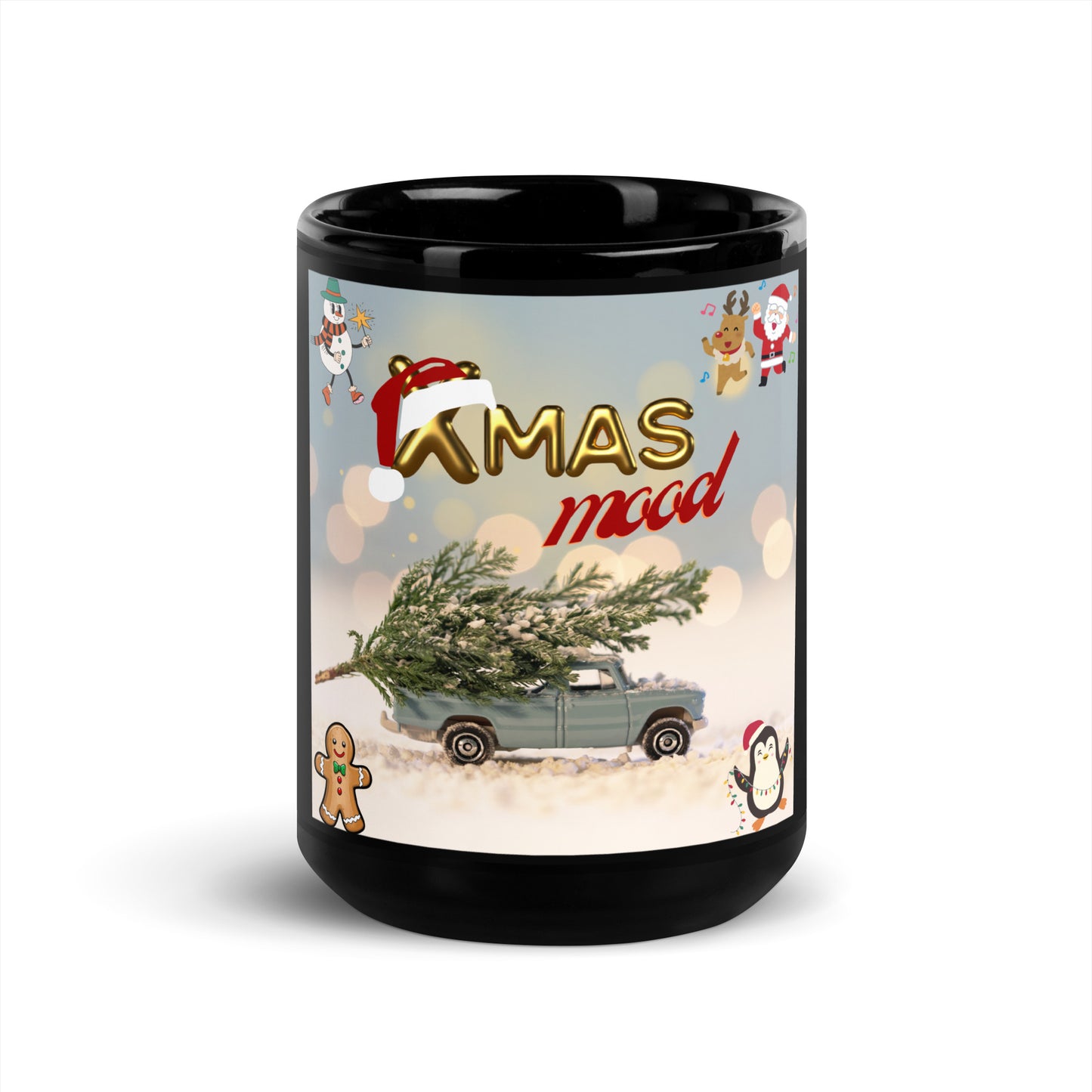 Love Joy Xmas Mood Black Glossy Mug