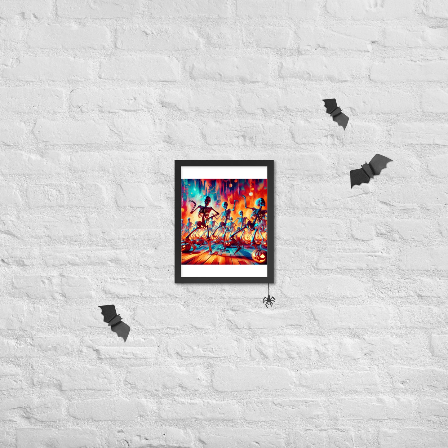 Love Joy Halloween Dancing Skeletons Framed Poster