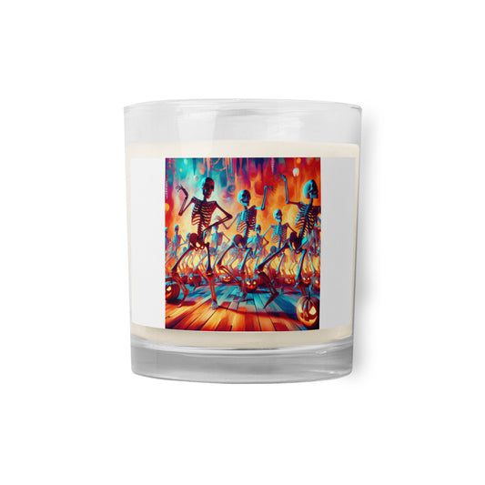 Love Joy Dancing Skeletons Glass Jar Soy Wax Candle