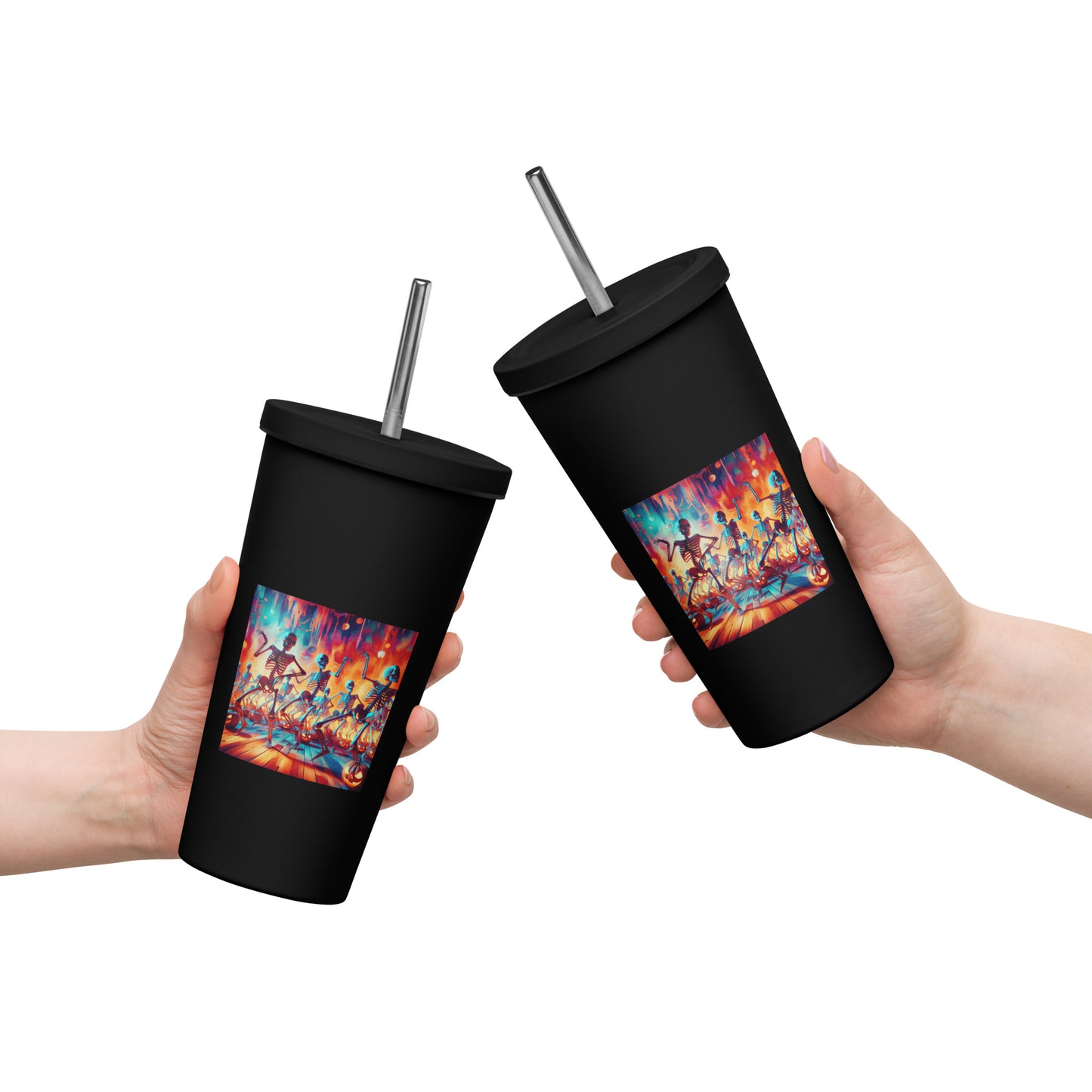 Love Joy Dancing Skeletons Insulated Tumbler With A Straw