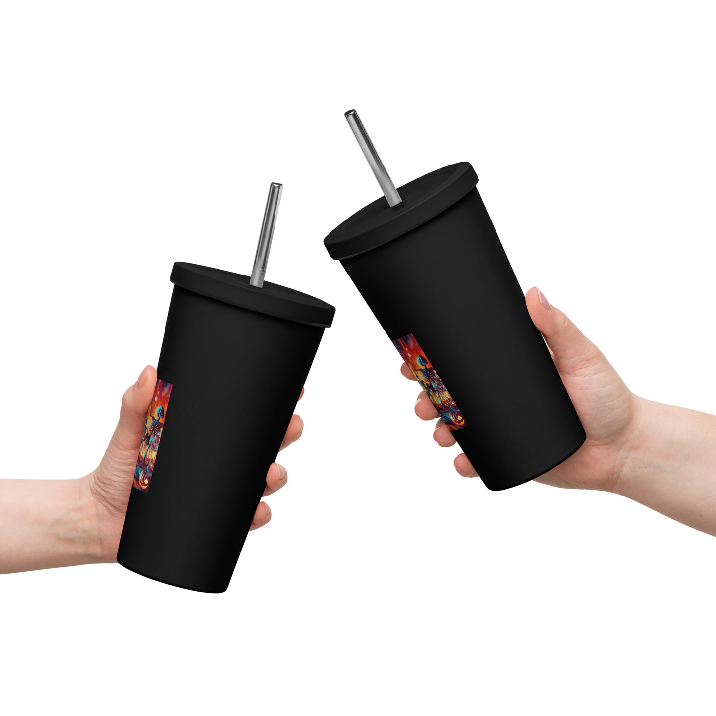 Love Joy Dancing Skeletons Insulated Tumbler With A Straw