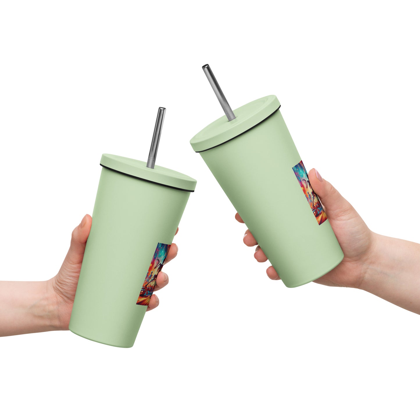 Love Joy Dancing Skeletons Insulated Tumbler With A Straw