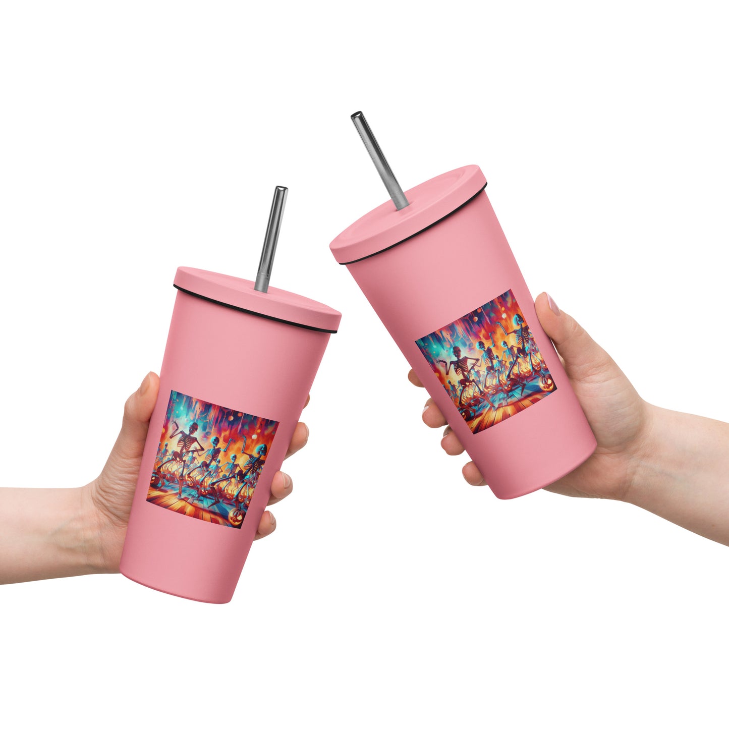 Love Joy Dancing Skeletons Insulated Tumbler With A Straw