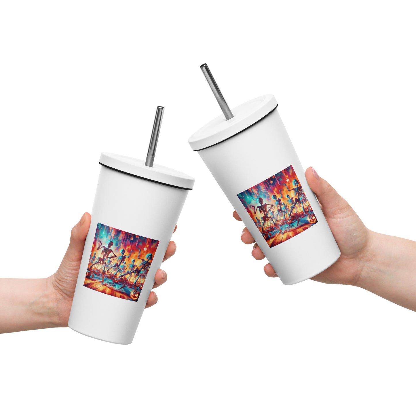 Love Joy Dancing Skeletons Insulated Tumbler With A Straw