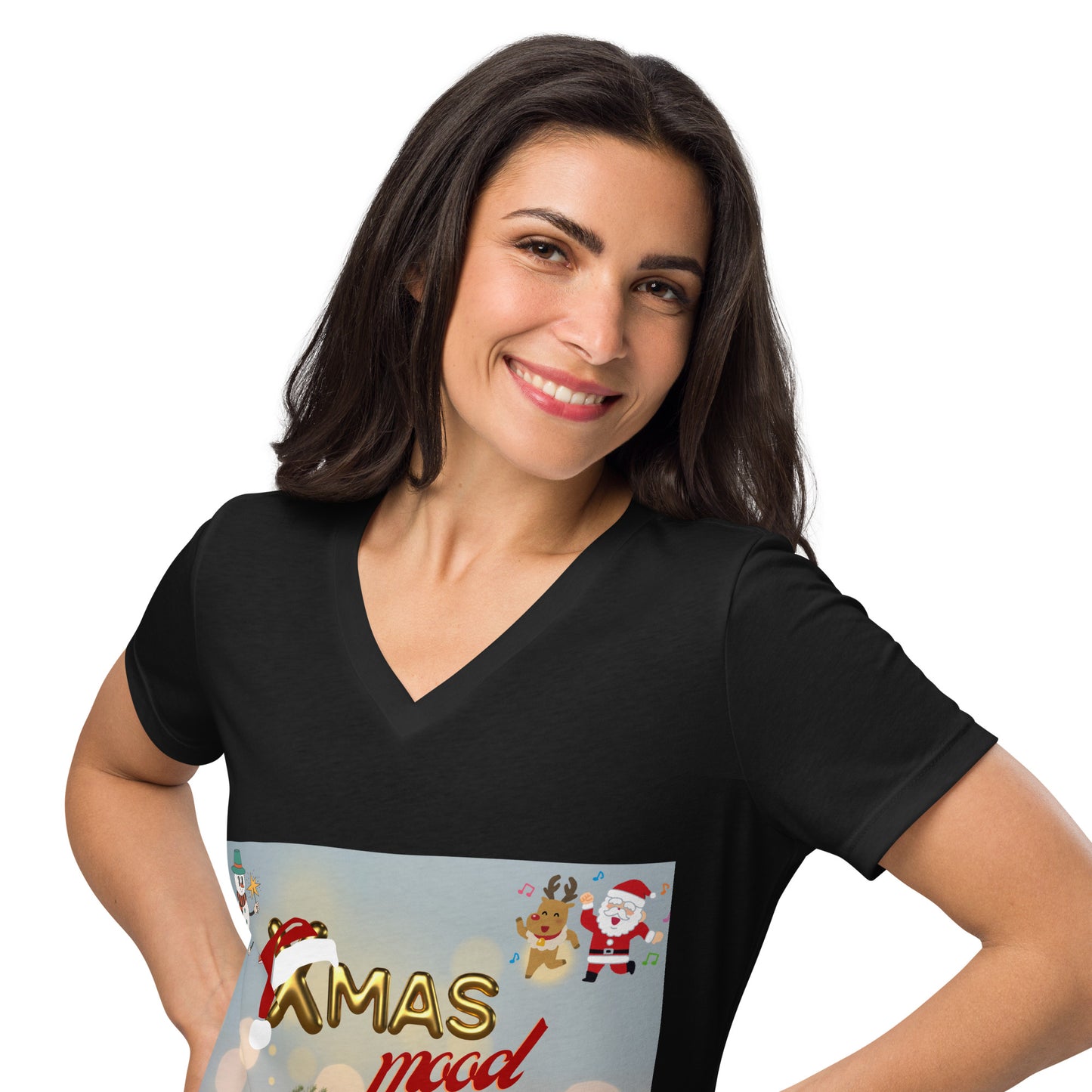 Love Joy Women’s Xmas Mood Relaxed V-Neck T-Shirt